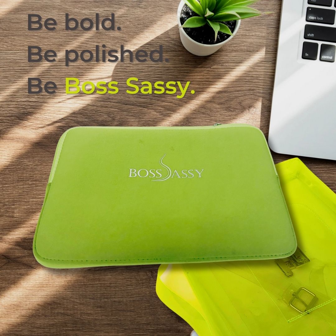 Boss Sassy uNeon Green Laptop Bag with matching neoprene sleeve