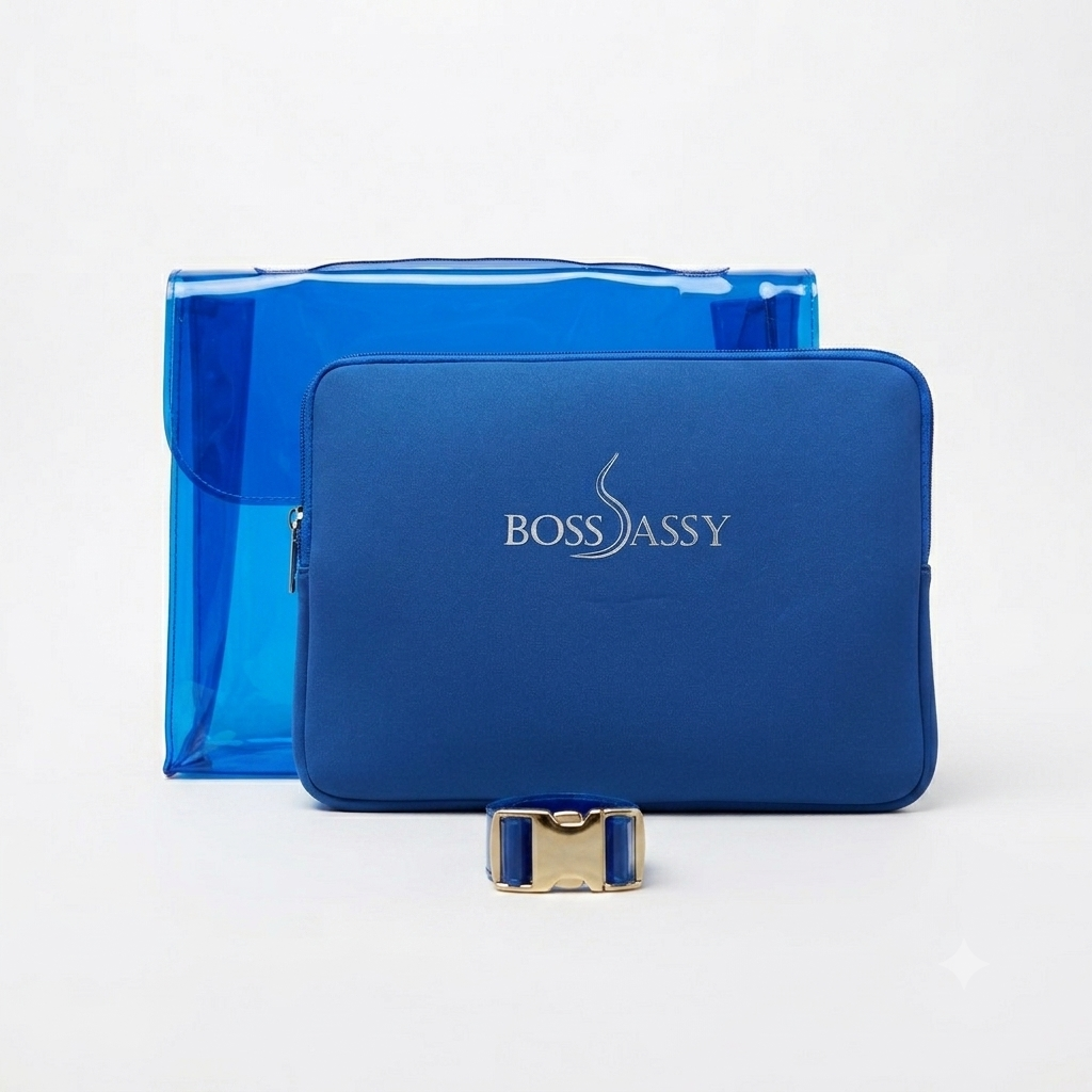 Boss Sassy Blue Laptop Bag with Matching Neoprene Sleeve Bundle