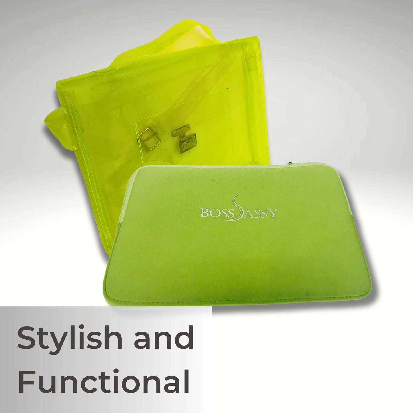 Boss Sassy uNeon Green Laptop Bag with matching neoprene sleeve