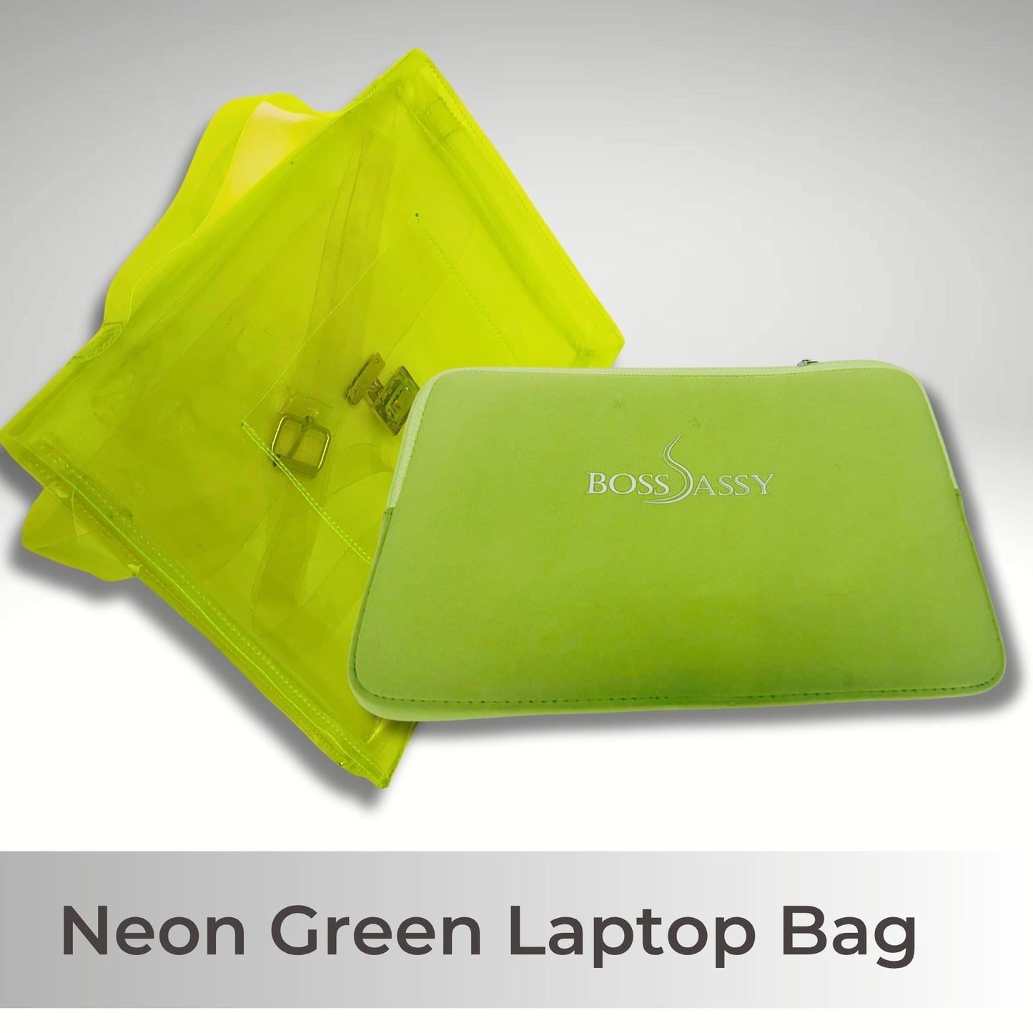 Boss Sassy uNeon Green Laptop Bag with matching neoprene sleeve