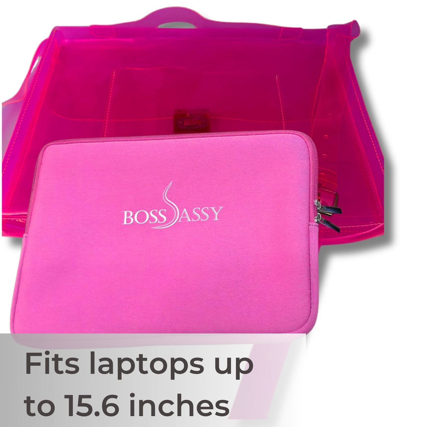 Boss Sassy Neon Pink Laptop Bag With Matching Neoprene Sleeve